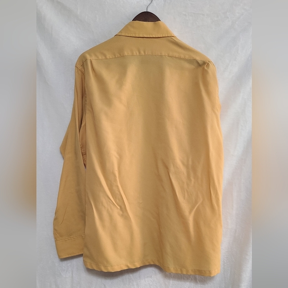 Vintage 70s Lanvin Men's Mustard Yellow Button Down Shirt Size XL - Picture 2 of 4